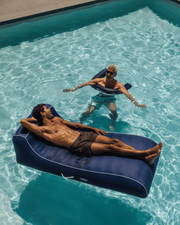 Navy Cabana Fabric Sunbed Lounger